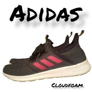 Adidas Cloudfoam Grey Pink Sneakers Size 6.5